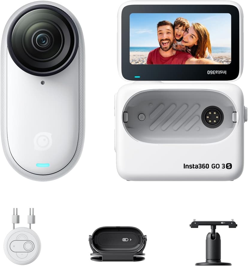 Insta360 GO 3S - 128 GB White 4K Tiny Portable Vlogging Camera, Hands-Free POVs, Mount Anywhere, Stabilization, 140 Min Battery Life, 10m Waterproof, Pet POV - 1