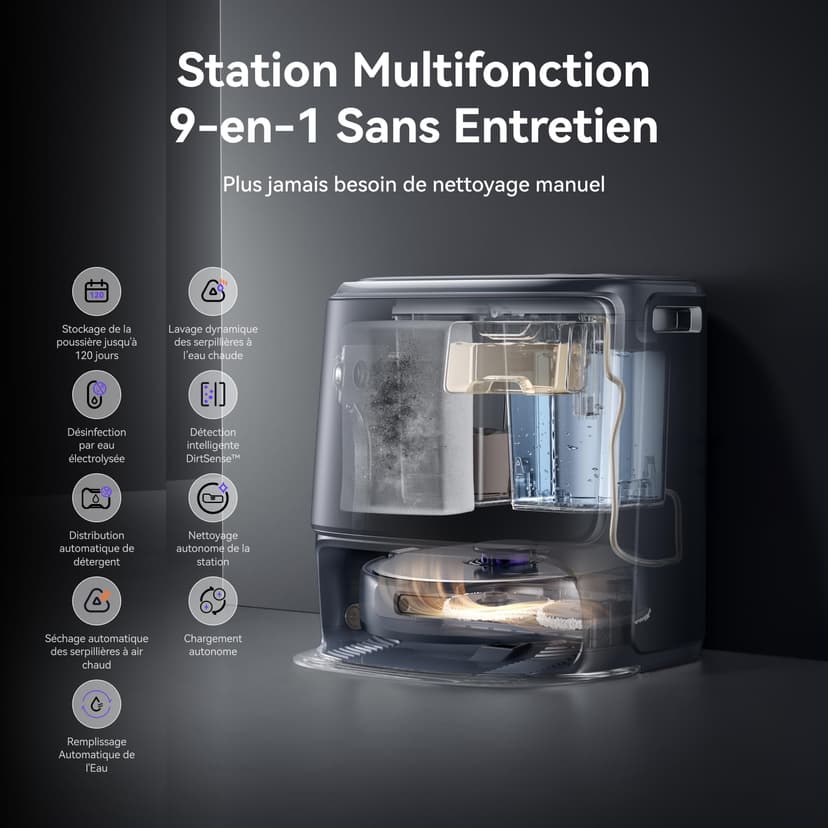 NARWAL Freo Z10 Ultra Robot Aspirateur Laveur, Balai Intelligent 18000Pa - Extension Serpillère Dynamique, Système Anti-Enchevêtrement, Nettoyage Humide/Sèche, Station Tout-en-Un - 8