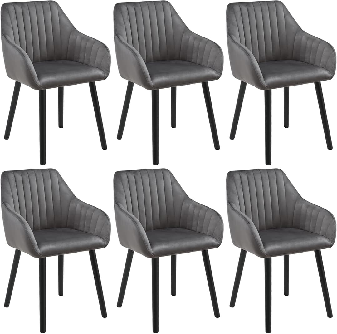 Dining Room Chairs with Armrests Set of 6 Velvet Dining R…