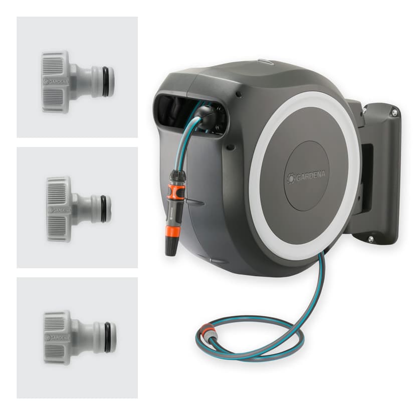 Gardena Wall-Mounted Hose Box Rollup L (White) 30 m: Versatile Watering System for Large Gardens, Swivel Hose Box, Including 30 m Gardena Hose and mounting kit (18627-20) - 9