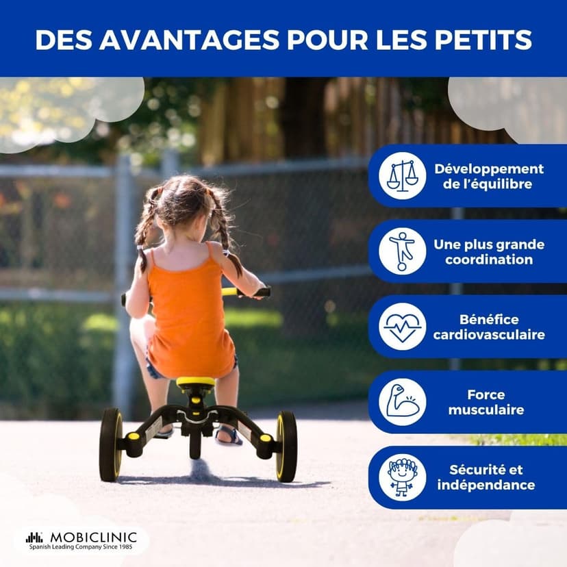 Mobiclinic®, Tricycle 5 en 1, Chase, Évolutif, De, À Ans, Guidon et siège réglables, Ultraléger 3, Kg, Montage Facile, Roues Anti-crevaison, Jusqu'à 25, Porte-Bouteille - 7