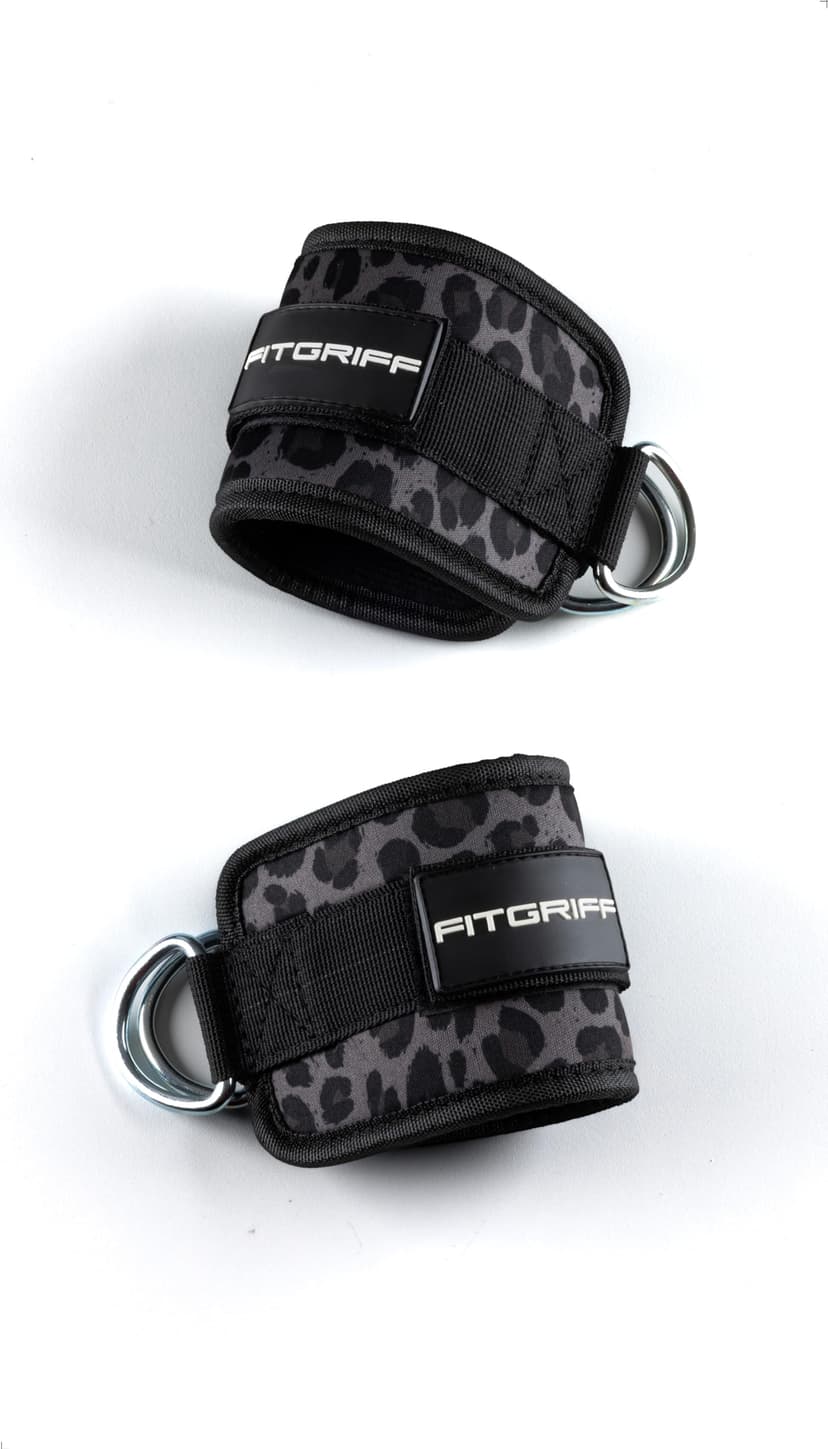 FITGRIFF® Foot Straps V1 (Padded) - for Fitness Training on Cable Pull - (Pack of 2) Ankle Straps for Women and Men (Leopard) - 6