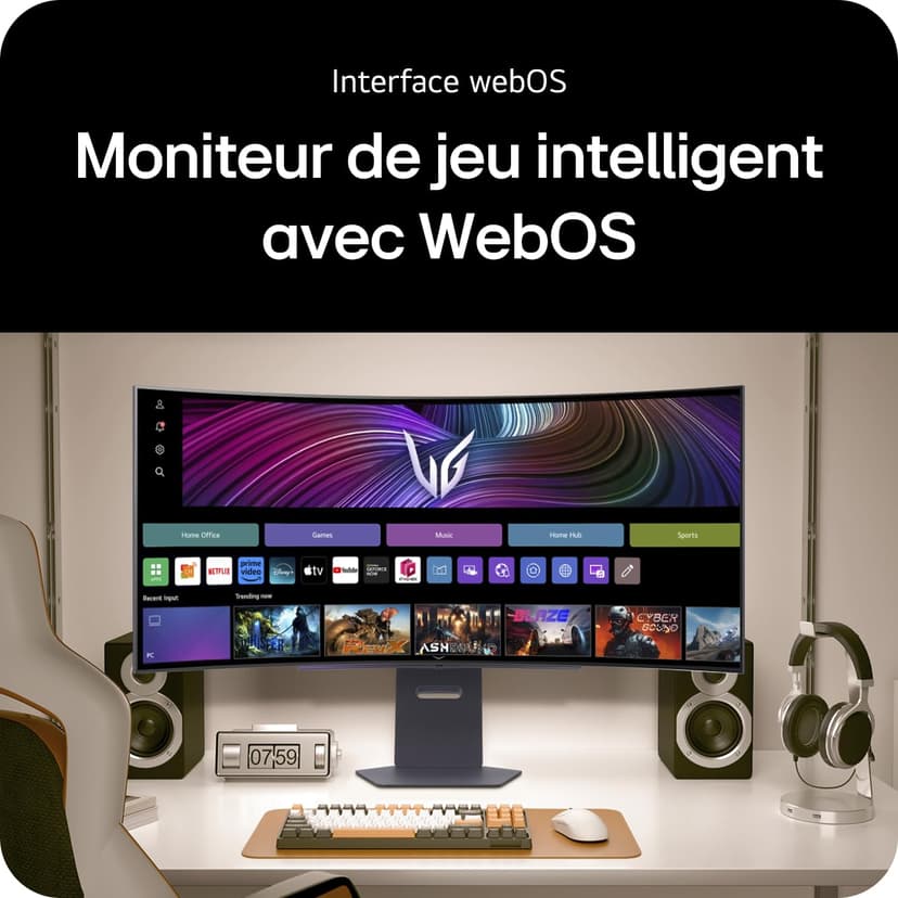 LG UltraGear™ 45GX90SA-B Curved Gaming Screen 45" - OLED Panel WQHD (3440x1440), 0.03ms GtG 240Hz, DisplayHDR™ TrueBlack 400, DCI-P3 98.5% (CIE1976), AMD FreeSync Premium, NVIDIA G-Sync - 4
