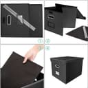 Okydoky Storage Boxes with Lid, A4 Hanging File Box Made of Fibreboard and Paper in Stylish Linen Look, Suitable for Home and Office, and File Storage Boxes (Black) - 5