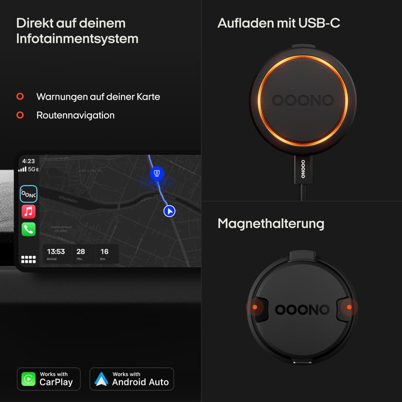 OOONO Co-Driver NO2 – Détecteur de radars avec alertes de radars de Section, de Vitesse et Dangers de la Route – sans Abonnement, Installation Facile, Alertes en Temps Réel, Longue Autonomie - 4
