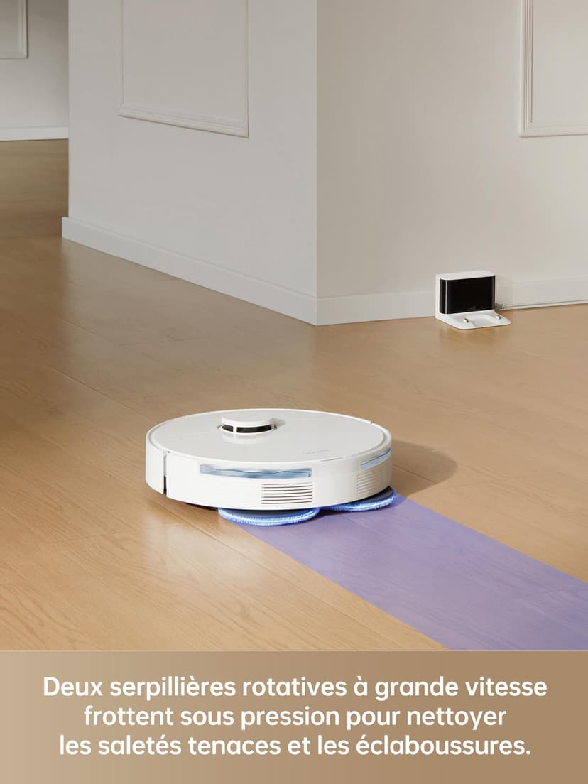 dreame L10s Pro Gen 2 Robot Aspirateur Laveur 7 000 Pa, Levage Automatique des Serpillières, Détection de Tapis par Ultrasons, Compatible avec Siri/Dreamehome, Poils d'animaux, Sol Dur et Tapis - 3