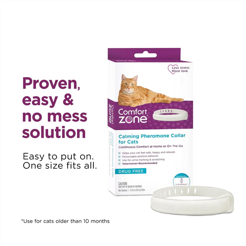 Comfort Zone Cat Calming Pheromone Collar, Anxiety and Stress Relief Aid, Breakaway Design,White - 6