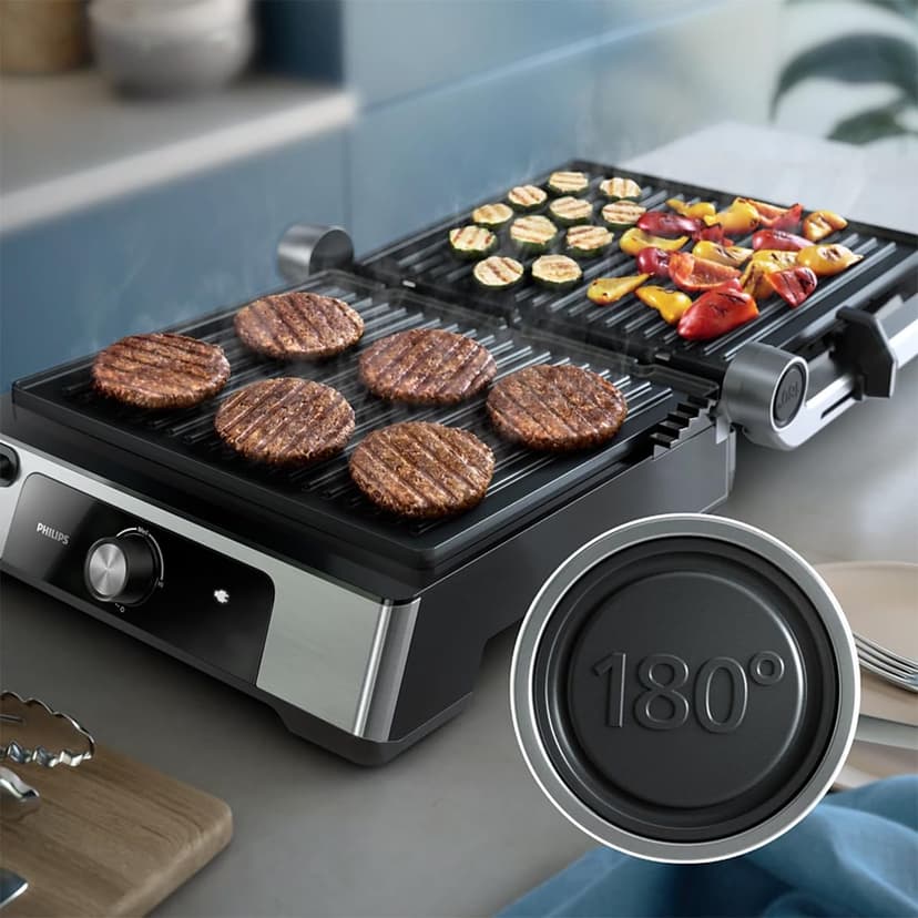Philips Contact Grill - Adjustable Temperature Large Cooking Surface and High Power - Removable Non-Stick Plates and Grease Catcher (HD6301/90) - 5
