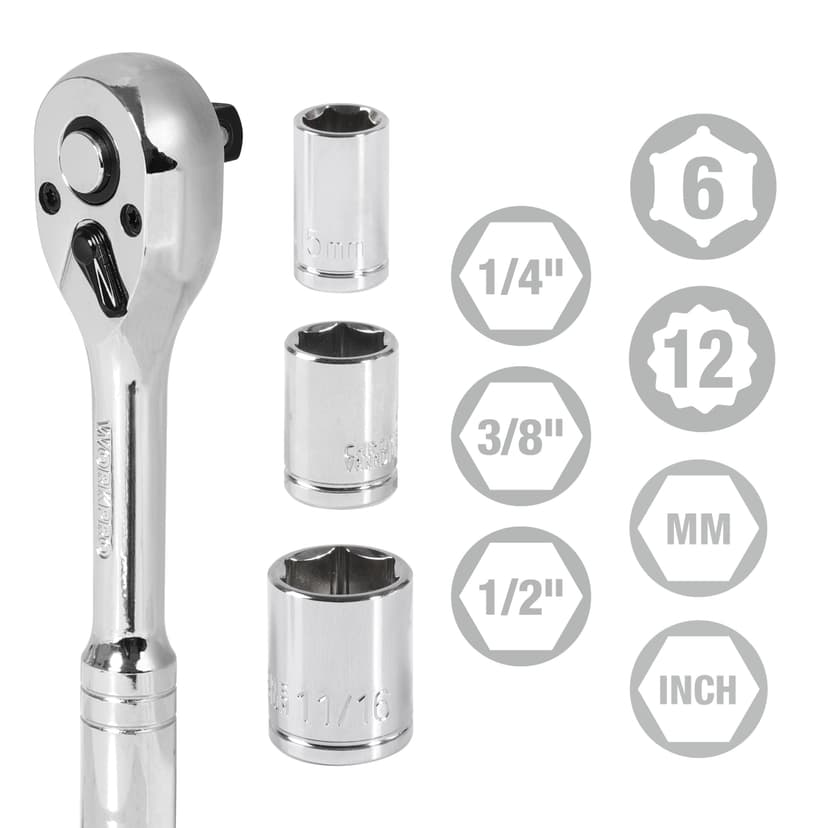 WORKPRO 408-Piece Mechanics Tool Set, Chrome Vanadium Forged Tools, 3-Drawer Heavy Duty Metal Box - 8