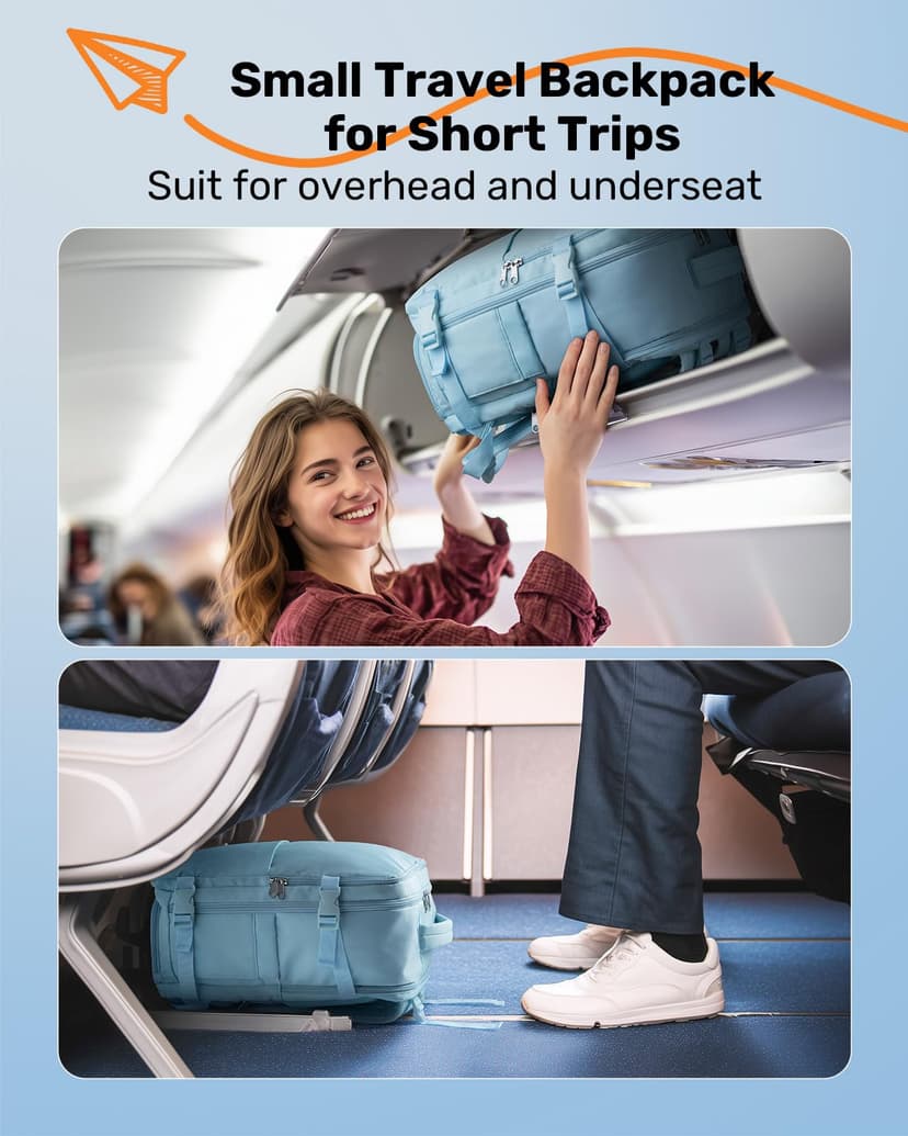 Samfolk Cabin Bags for Ryanair 40x20x25 Underseat Travel Bag 12 Pockets Hand Luggage Bag Cabin Bag with Separate Shoe Pocket for Women & Men Carry on Bag with Anti-theft Pockets (Blue, 40x20x25) - 8