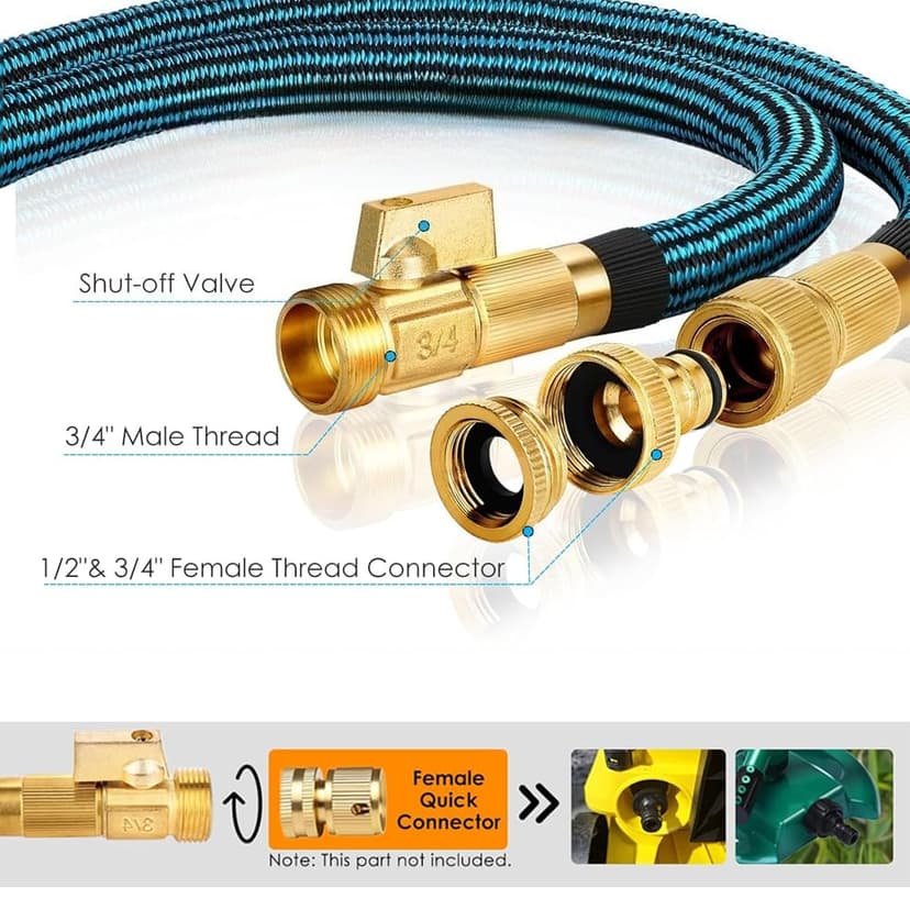 150FT or 200FT Expandable Garden Hose, Water Hose with Extra Strength Fabric, with 10-Pattern Spray Nozzle, Leakproof Lightweight Expanding Hose for Watering and Washing (150FT/45Meters) - 3