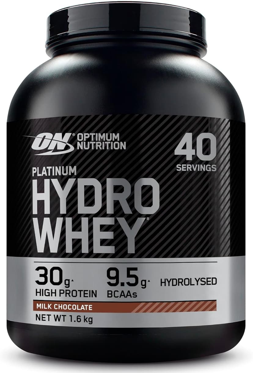 Optimum Nutrition Platinum Hydro Whey, Hydrolysed Whey Protein Isolate Powder with Essential Amino Acids, Glutamine and BCAA, Milk Chocolate Flavour, 40 Servings, 1.6 kg - 1