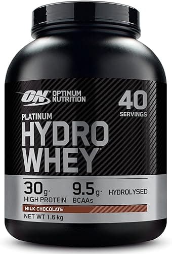 Optimum Nutrition Platinum Hydro Whey, Hydrolysed Whey Protein Isolate Powder with Essential Amino Acids, Glutamine and BCAA, Milk Chocolate Flavour, 40 Servings, 1.6 kg