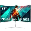 Gawfolk Écran PC 27 Pouces incurvé 280Hz Gaming Computer Moniteur, 1800R,1ms，FHD 1080p, 178 ° Grand Angle,Ultra - Mince Lunette, HDMI、DisplayPort,Compatible avec Montage Mural 100 * 100mm- Blanc - 1
