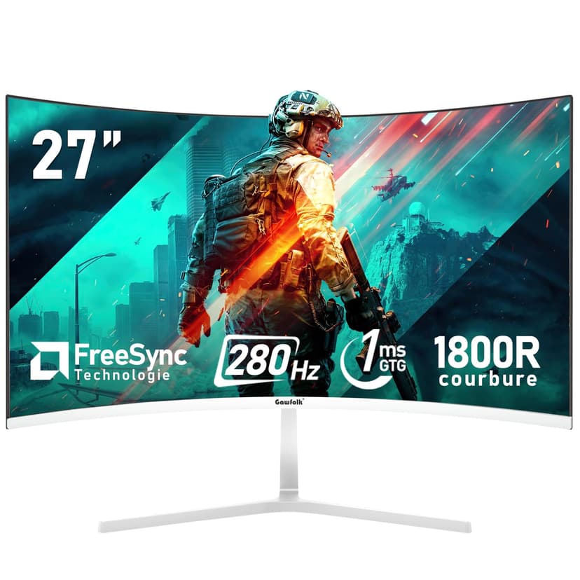Gawfolk Écran PC 27 Pouces incurvé 280Hz Gaming Computer … - 1