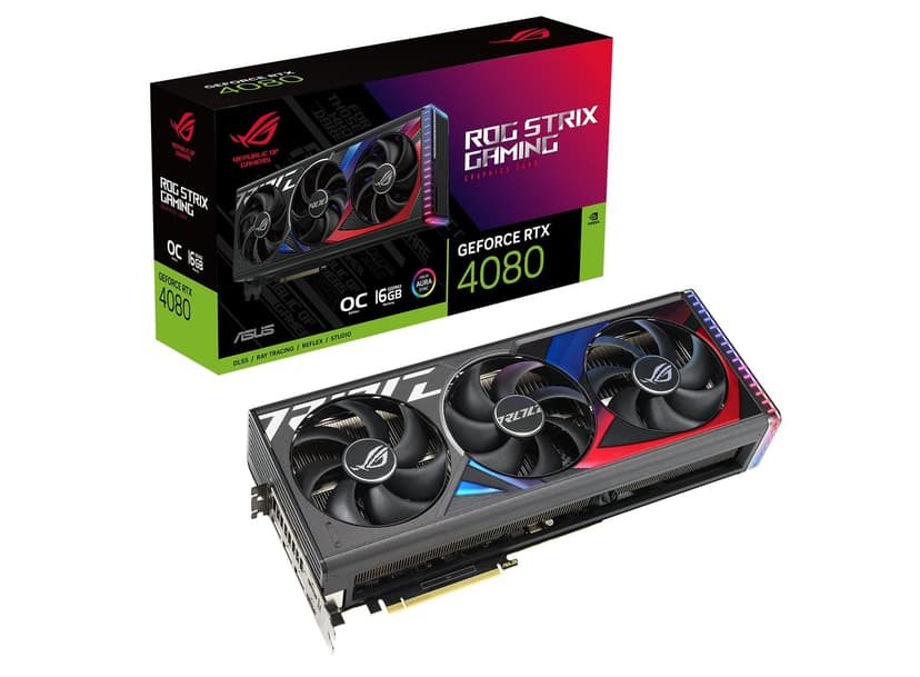 ASUS ROG Strix GeForce RTX 4080 16GB OC Edition GDDR6X Gaming Grafikkarte (DLSS 3, PCIe 4.0, 16GB GDDR6X, 2x HDMI 2.1a, 3x DisplayPort 1.4a, ROG-STRIX-RTX4080-O16G-GAMING) - 1