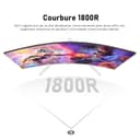 Gawfolk Écran PC 27 Pouces incurvé 280Hz Gaming Computer Moniteur, 1800R,1ms，FHD 1080p, 178 ° Grand Angle,Ultra - Mince Lunette, HDMI、DisplayPort,Compatible avec Montage Mural 100 * 100mm- Blanc - 4