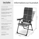 tectake® Lot de 2 Chaise Pliante Camping Fauteuil Pliable Gris Chaise de Plage Ultra léger en Aluminium avec Dossier inclinable & appuie-tête Idéal Voyages, Pêche, Festival, Camping, Plage, Jardin - 6