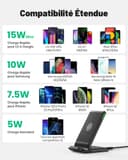 INIU fast Wireless Charger, Qi Certified Wireless Charging Stand with QC3.0 Adapter USB Charger - 5