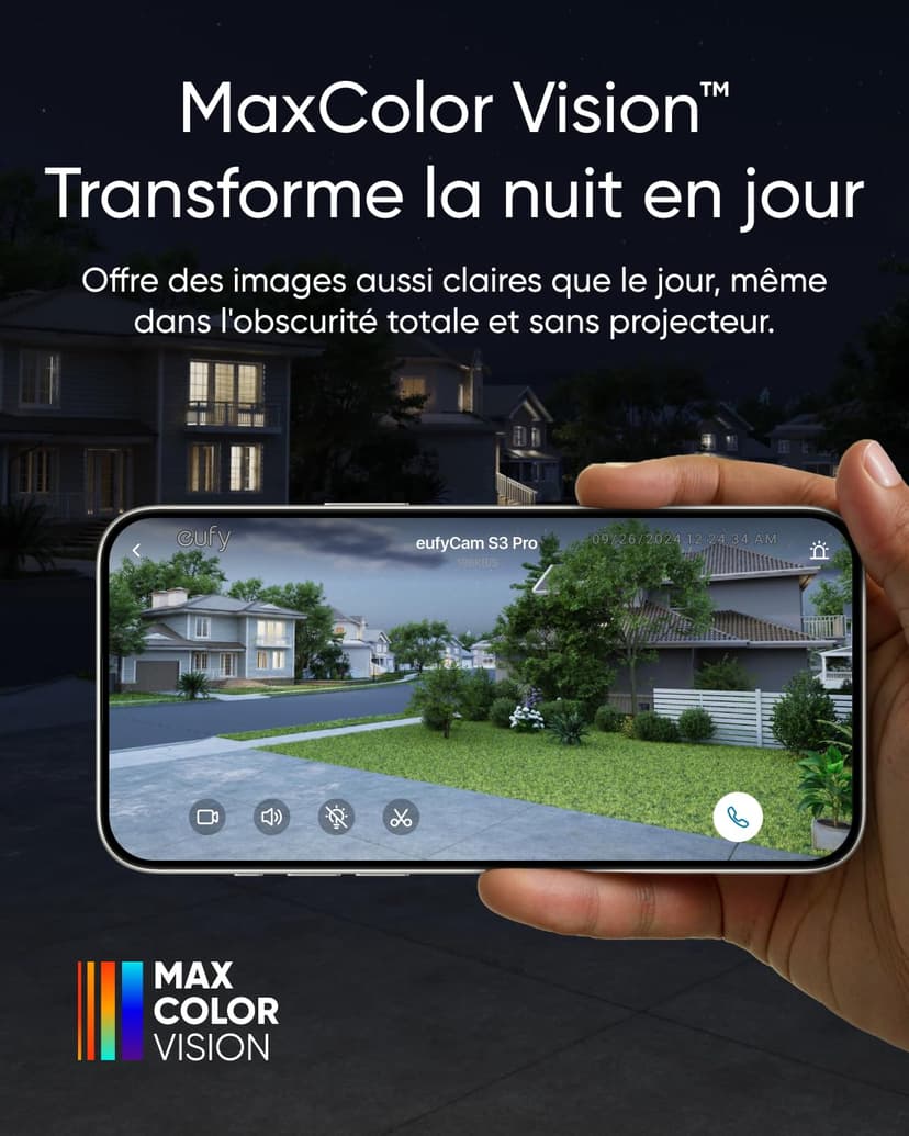eufy Security S3 Pro (eufyCam 3 Pro), 4K Camera Surveillance WiFi exterieure sans Fil avec Panneau Solaire, Vision Nocturne MaxColor, Reconnaissance faciale IA, Stockage Local, aucuns Frais mensuels - 2