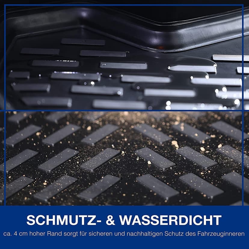 ELMASLINE Tapis en caoutchouc 3D pour Ford Ranger 2 (2022-2025) | Accessoires de tapis de sol | Bord extra haut de 5 cm | 2ème rangée ne convient pas à la cabine supplémentaire !! - 5