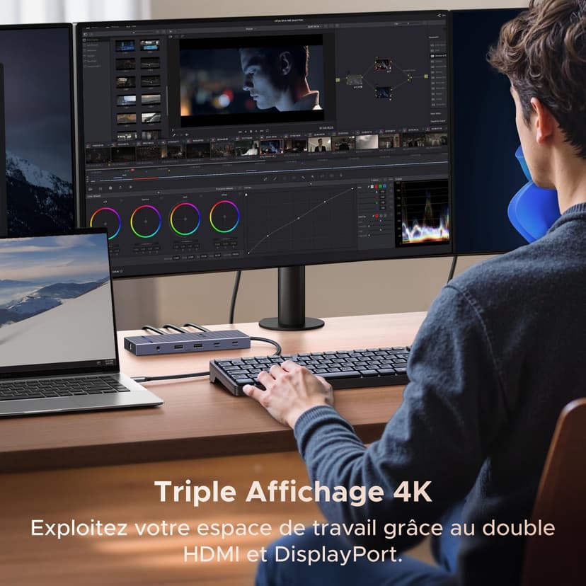 UGREEN Revodok Pro 3121 Hub USB C Double HDMI 4K60Hz et DisplayPort 4K120Hz 12 en 1 Docking Station USB C Triple Affichage avec 10Gbps Data Ports PD 100W Adaptateur Ethernet Lecteur Carte SD TF 3.5mm - 3
