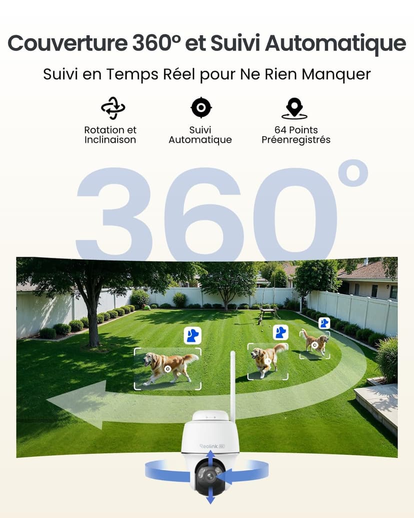 Reolink 4K Solar Security Camera Outdoor Wireless, 355° Pan &140° Tilt, 2.4/5 GHz Wi-Fi, Works with Amazon Alexa, Color Night Vision, Home Hub Compatible, Smart Detection, Argus PT Ultra+Solar Panel - 3