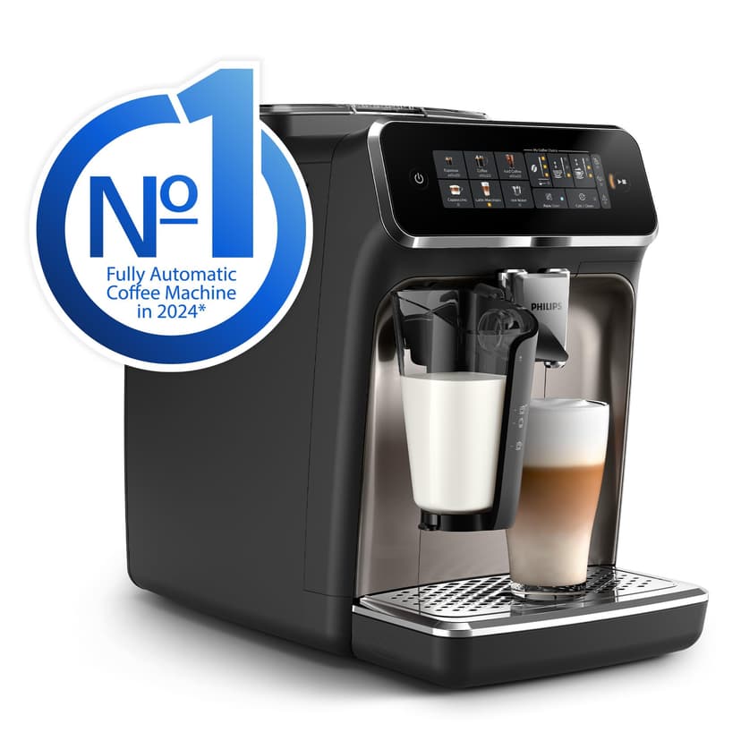 Philips 3300 Series Bean to Cup Coffee Machine – 6 Hot & Iced drinks, LatteGo Milk Frother, Fastest-to-Clean, 40% Quieter, Ceramic Grinder, Fully Automatic Espresso & Cappuccino maker (EP3347/90) - 2