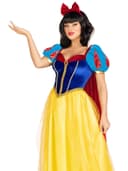 Leg Avenue 3 PC Royal Miss Snow, includes classic velvet and satin long ball gown with braided gold trim and stay up collar, detachable velvet cape, and bow headband - 4