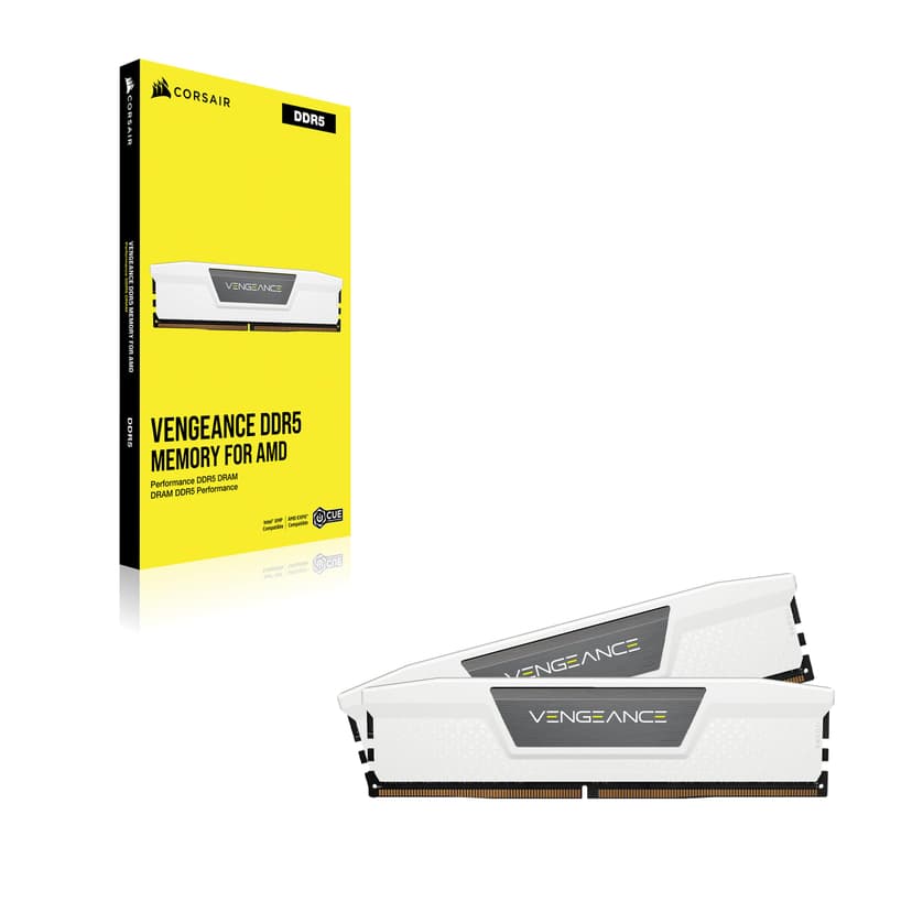 CORSAIR Vengeance DDR5 RAM 32Go (2x16Go) Jusqu'à 6400MHz CL36-48-48-104 1.35V AMD Expo Intel XMP 3.0 Mémoire pour Ordinateur de Bureau – Blanc (CMK32GX5M2B6400Z36W) - 6