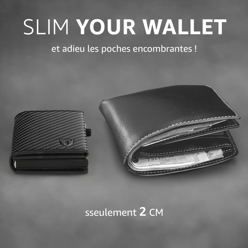 TENBST Porte Carte Bancaire Homme, Portefeuille Homme Magnétique, Porte-Cartes de Crédit avec Blocage RFID, Porte Monnaie Etui Carte Bancaire Anti, Portefeuilles et Porte-Cartes (Noir) - 3