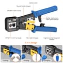 Proster RJ45 Crimp Tool Kit - RJ45 Pass Through Crimp Tool for CAT5 CAT5e CAT6 Network Cable with Network Cable Tester & 50Pcs Gold-Plated CAT6 Connectors & Covers & 5 Spare Blades & Stripper - 2