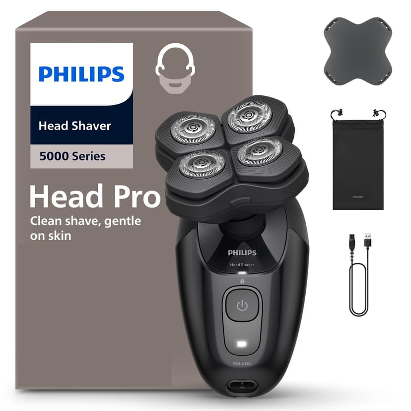 Philips Head Shaver Pro 5000 Series - Skull Shaver for Men and Women, 360° Flexing Head & ComfortCut Blades for Clean Shave, Gentle on Skin, Model HS5980/15 - 1