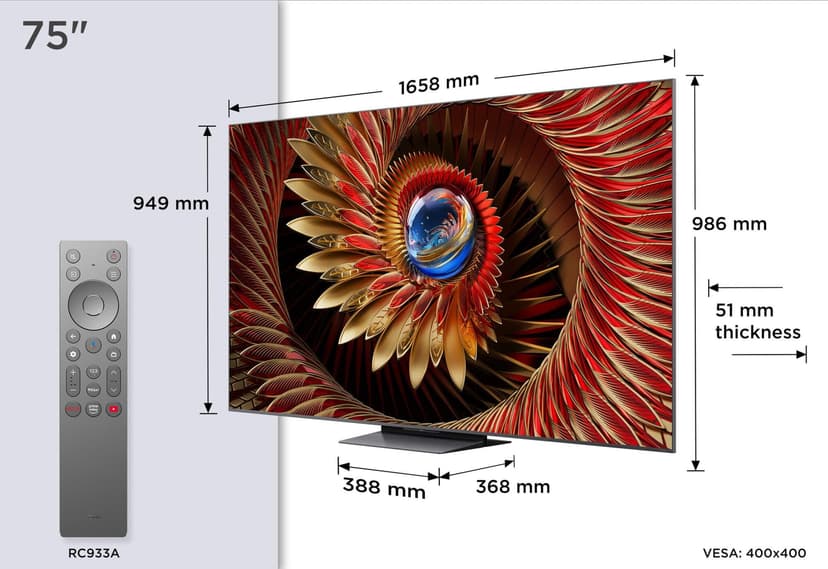 TCL 75" C8K - 4K QD Mini LED Google TV - 2