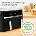 Moulinex Air Fryer, 2 Compartments + Book of 20 Recipes, XXL Capacity 8.3L, Up to 8 People, 7 Automatic Programs, Digital Touch Screen, Dual Essential Stainless Steel, YY5545FB - 6