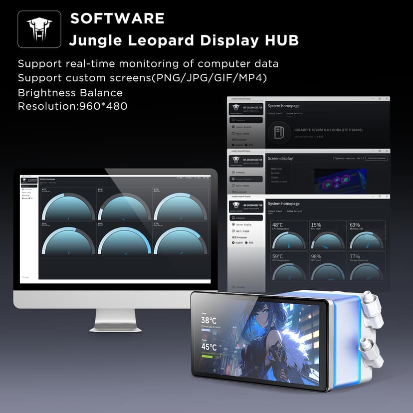 Jungle Leopard ProFlow 360mm Aio Water Cooling with 5.5-Inch LCD Magnetic Screen Display, All-in-One ARGB 2000RPM PWM Infinity Fan, for AM4/AM5 & LGA1851/1700 (WH) - 4