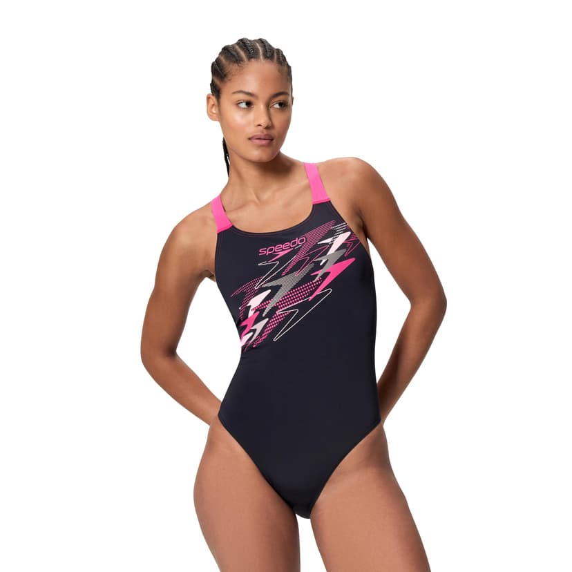 Speedo Medley Logo Medalist One Piece Maillot de Bain pour Femme, Noir, 32 - 1