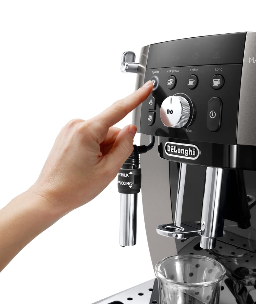 De'Longhi Magnifica S Smart ECAM250.​33.​TB, Automatic Coffee Machine with Integrated Coffee Grinder, Manual Milk Mount System for Cappuccino, 4 One Touch Recipes, Titanium and Black - 3