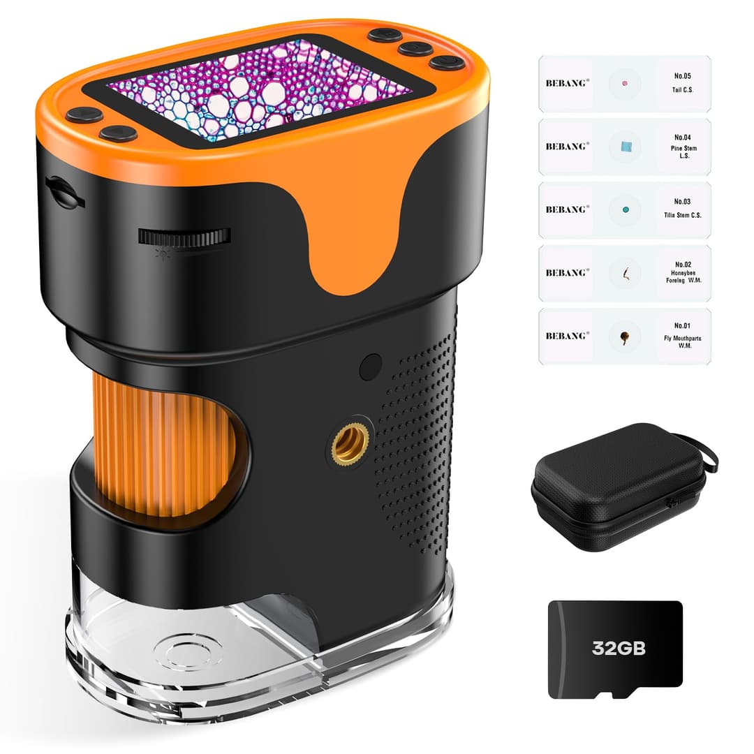 Digital Microscope for Kids Pocket Miniscope: 2.0" 4K Screen with 32G Card EVA Case, Rechargeable Handheld Coin Jewelry Portable Magnifying Glass Edu Science STEM Toy 4-12 Boy Girls