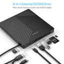 ORIGBELIE External CD DVD Drive, Ultra Slim CD Burner USB 3.0 with 4 USB Ports and 2 TF/SD Card Slots, Optical Disk Drive for Laptop Mac, PC Windows 11/10/8/7 Linux OS - 3