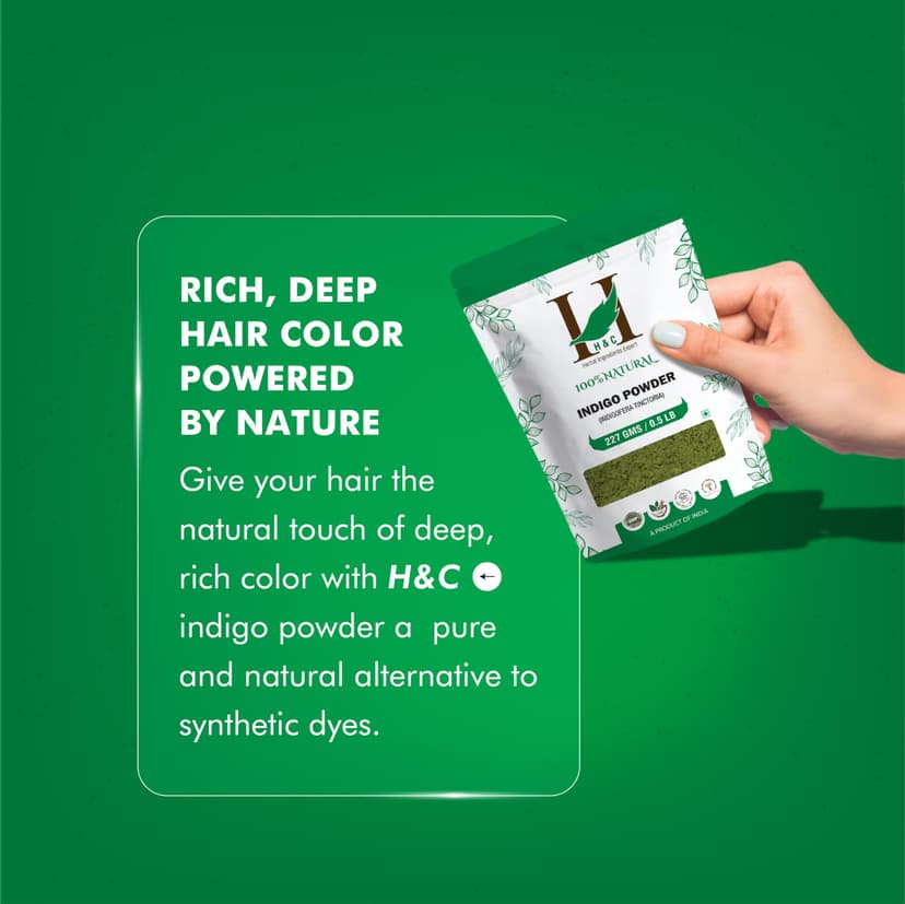 H&C Indigo Powder (Indigofera Tinctoria) - 227g Pack | For Hair Coloring - 5