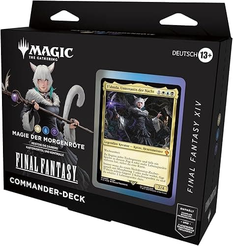 Magic: The Gathering FINAL Fantasy XIV Commander-Deck – Magie der Morgenröte (Deck mit 100 Karten, Sammler-Booster-Probepackung mit 2 Karten + Zubehör) (Deutsche Version)