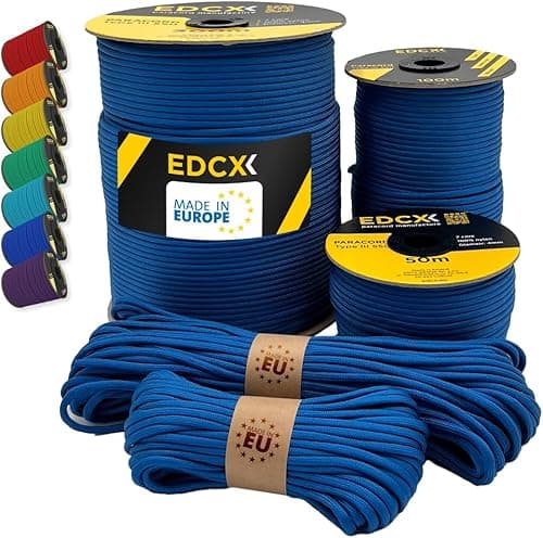 Paracord 4mm, 35+ Solid Colors (10m, 15m, 30m, 50m, 100m, 300m) | Ideal for Crafting, DIY, Camping, Survival, Outdoor | 100% Nylon Rope 4mm | Tactical Cord 550 Type III