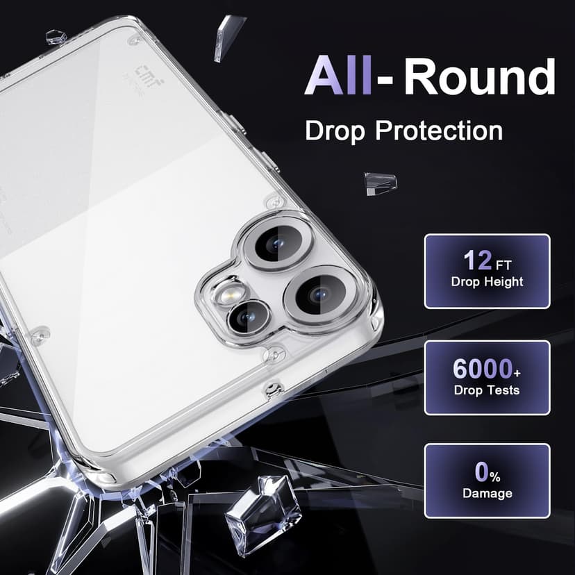 Liisooka Case for Nothing CMF Phone 2 Pro, Military Grade Drop Protection Phone Case, Yellowing Resistant, Anti-Scratch Hard PC Back, Shockproof Hard Ultra-Thin Protective Cover, Clear - 4