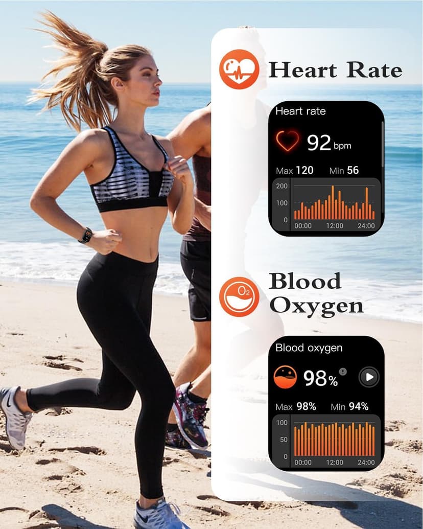RUIMEN Smart Watch Answer Dial Call,Smart Watches for Women Men 1.85"HD Screen Fitness watch with SpO2 Heart Rate Sleep Monitor Step Counter Waterproof 100+ Sports Mode for Android iOS (2 Bands) - 4