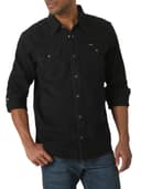 Wrangler Men's Denim Light Wash Long Sleeve Snap Shirt - 1