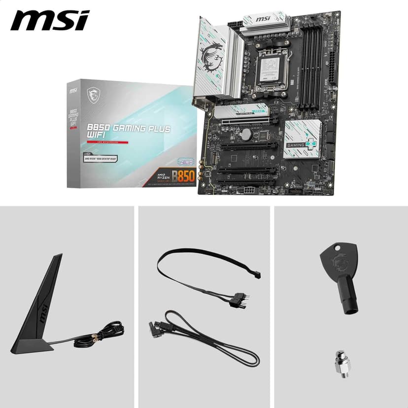 MSI B850 Gaming Plus WiFi Carte mère ATX - pour processeurs AMD Ryzen 9000/8000 / 7000, AM5 - DDR5 Memory Boost (8200+ MT/s OC), PCIe 5.0 x16 & 4.0 x16, M.2 Gen5, Wi-FI 7, 5G LAN - 7