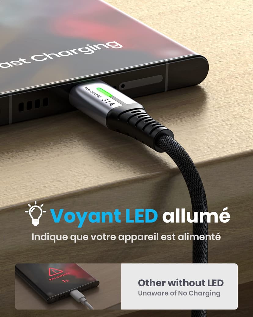 INIU Cavo USB Type-C, Cavo USB [2m] 3,1A QC 3,0 Tipo C Cavo Type C Rapida, Lega Intrecciato in Nylon Cavo USB Type C compatibili con iPhone 17 16 Pro Max, Samsung S25 24 Ultra, Xiaomi iPad ECC. - 6