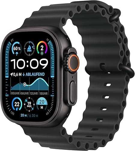 Apple Watch Ultra 2 [GPS + Celular, 49mm] Titanium Case with Black Ocean Band, One Size (Renewed)