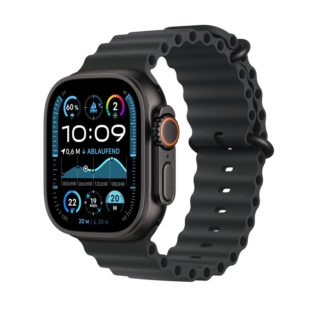 Apple Watch Ultra 2 [GPS + Celular, 49mm] Titanium Case with Black Ocean Band, One Size (Renewed)